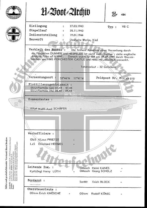 Bild von U-484  (Bootsblätter)
