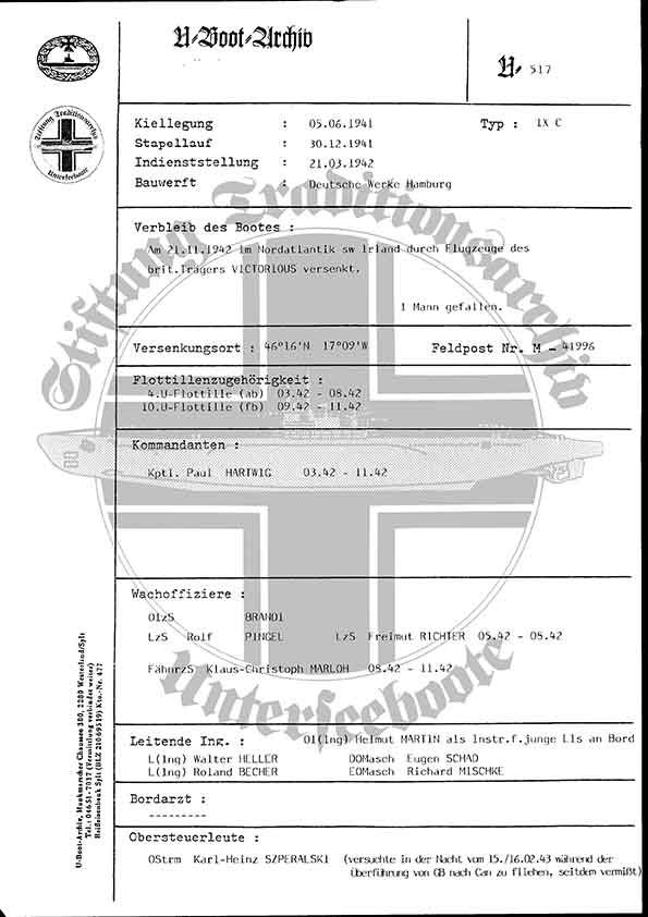 Bild von U-517  (Bootsblätter)