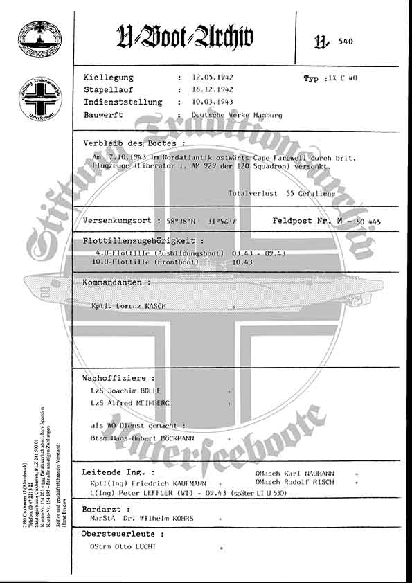 Bild von U-540  (Bootsblätter)