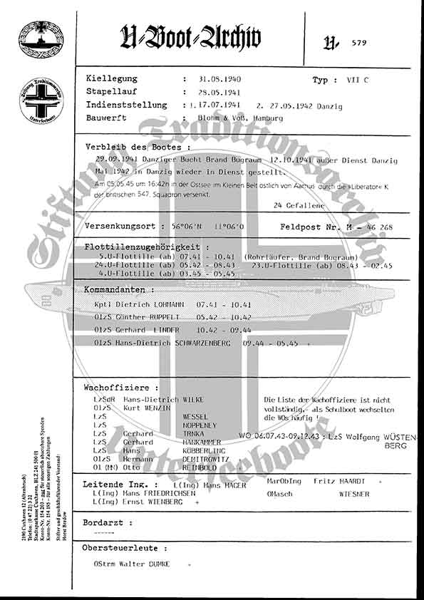 Bild von U-579  (Bootsblätter)