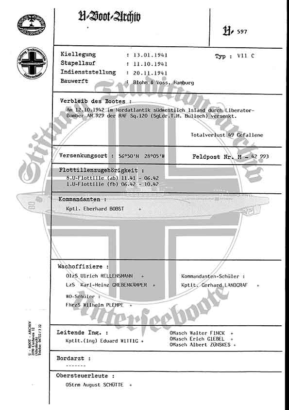 Picture of U597(Boatsheet)