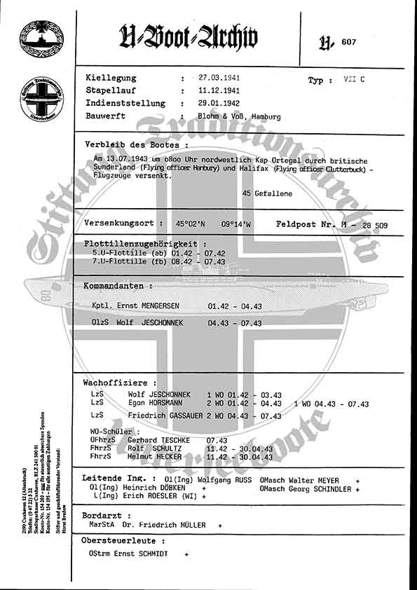 Bild von U-607  (Bootsblätter)