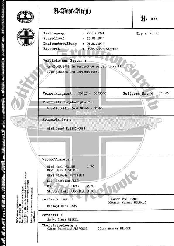 Bild von U-822  (Bootsblätter)