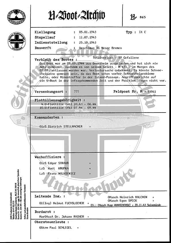 Bild von U-865  (Bootsblätter)